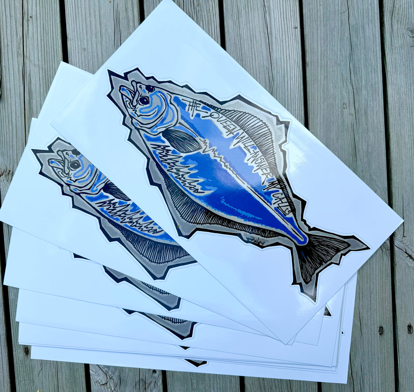 Blue Halibut Sticker.