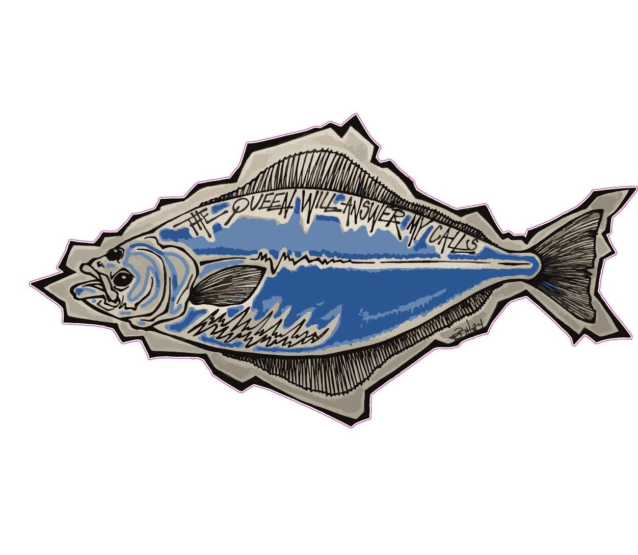 Blue Halibut Sticker.