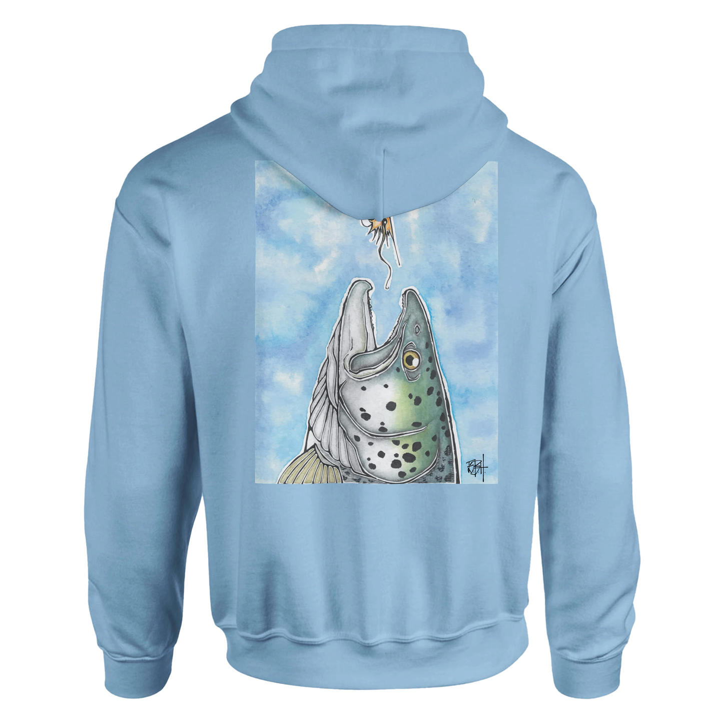 SeatroutFly Hoodie. Salt. Strip. Silver.
