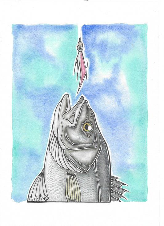 SeabassFly Original Painting. A4.