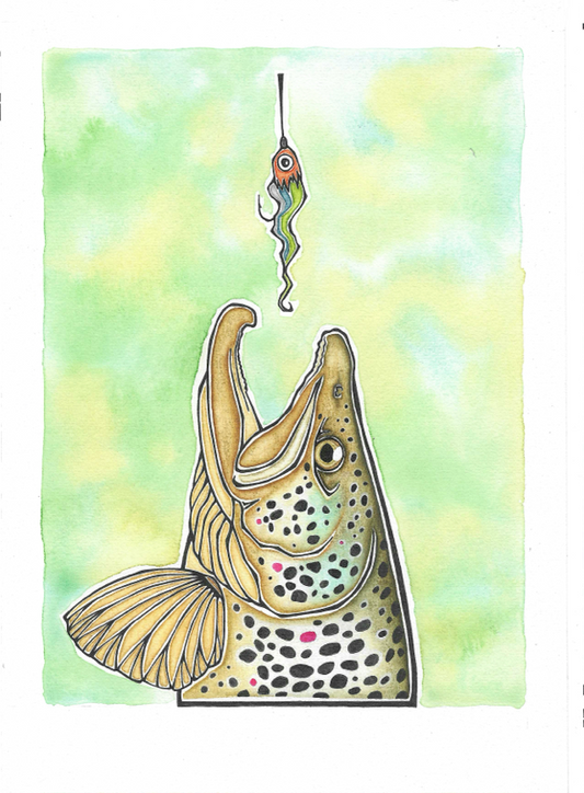 TroutFly Original Painting. A4.