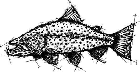 Trout Sketch Sticker.
