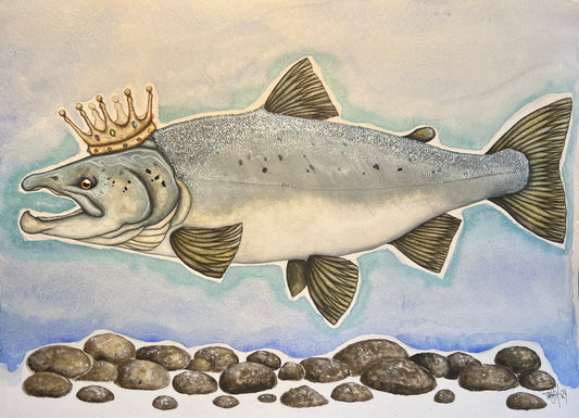 Salmon King Original Painting. 40X50cm.