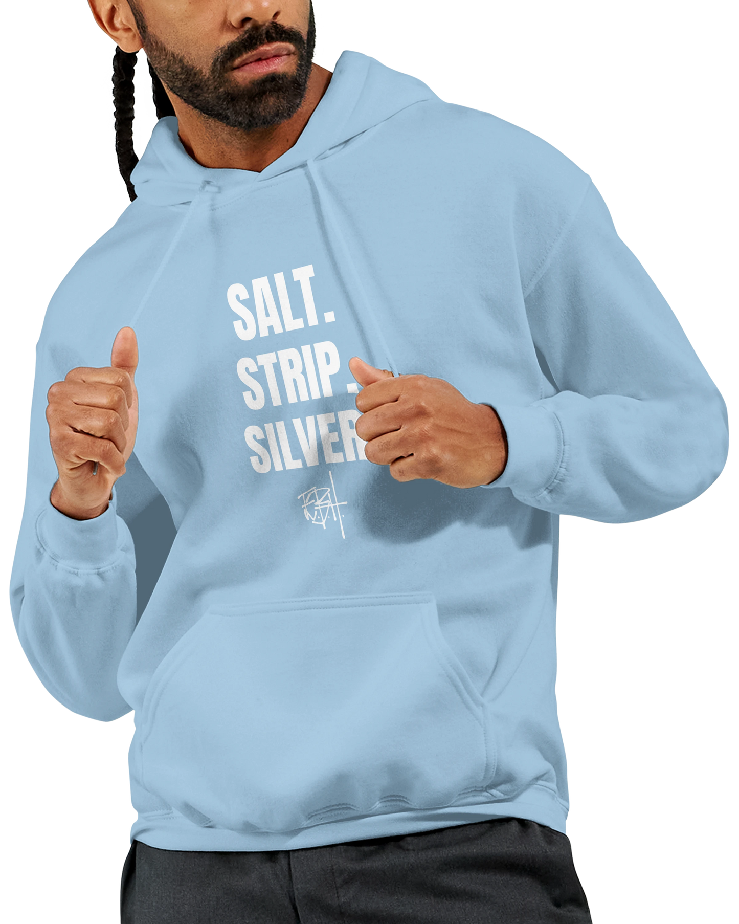 SeatroutFly Hoodie. Salt. Strip. Silver.