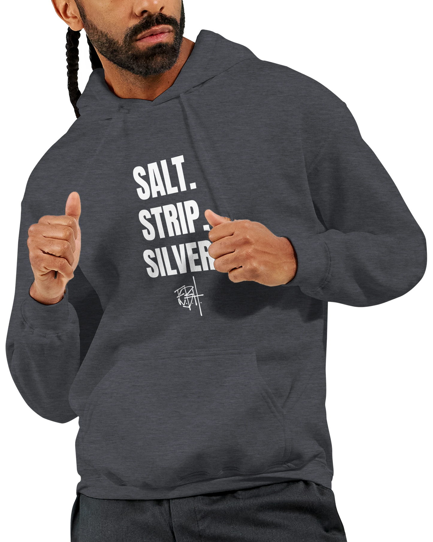 SeatroutFly Hoodie. Salt. Strip. Silver.